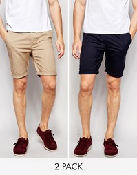 2 пары темно-синих/серых шортов чиносов средней длины ASOS - СКИДКА 17