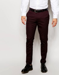 Бордовые облегающие брюки ASOS - Burgundy
