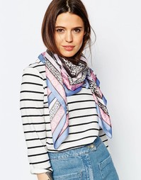 Атласный шарф с пастельным леопардовым принтом ASOS - Мульти
