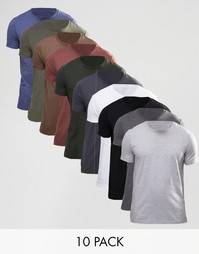 Комплект из 10 футболок с круглым вырезом ASOS СКИДКА 25% - Мульти