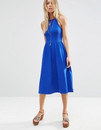 Платье миди с высокой горловиной в стиле 90-х ASOS - Ярко-синий
