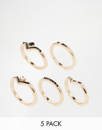 Набор из 5 колец ASOS - Золотой