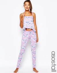 Пижамные топ и леггинсы с лебедями ASOS TALL - Мульти