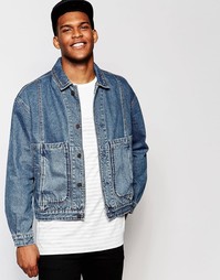 Синяя выбеленная джинсовая куртка ASOS - Синий