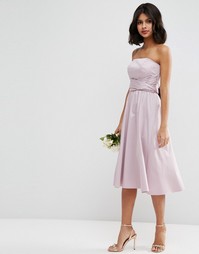 Структурированное платье миди с бантиком ASOS WEDDING - Пыльно-лиловый