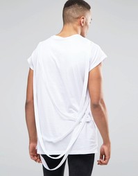 Белая oversize‑футболка без рукавов с лямками ASOS - Белый