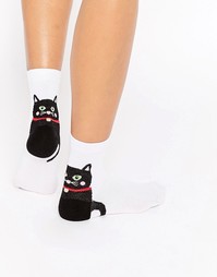 Носки с рисунком кота на пятке ASOS - Белый