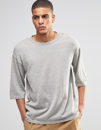 Серая меланжевая футболка прямого кроя ASOS - Серый меланж