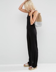 Комбинезон на бретельках с широкими штанинами ASOS - Черный