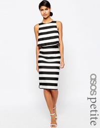 Структурированное двухслойное платье‑футляр в полоску ASOS PETITE