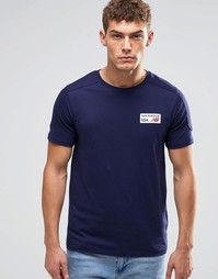 Темно-синяя футболка с логотипом New Balance EMT61743 - Темно-синий