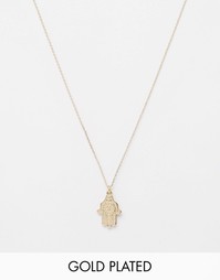 Ожерелье с подвеской-амулетом Хамса Pilgrim - Золотой