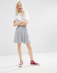 Короткая расклешенная юбка с карманами ASOS - Серый меланж
