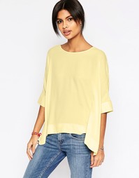 Oversize-футболка кимоно с V-образным вырезом сзади ASOS - Лимонный