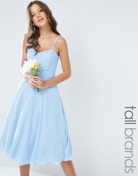 Шифоновое платье‑бандо миди для выпускного TFNC Tall - Синий