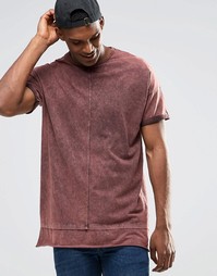 Oversize-футболка с маслянистым принтом и вставкой у нижнего края ASOS