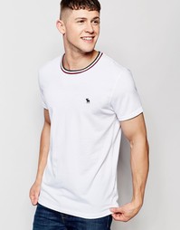 Белая облегающая футболка с кантом на горловине Abercrombie &amp; Fitch