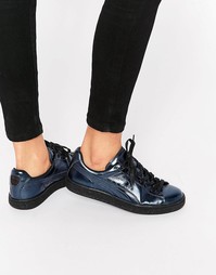 Синие с черным баскетбольные кроссовки с эффектом металлик Puma
