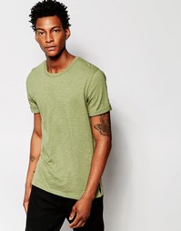 Зеленая меланжевая футболка из хлопка Minimum - Оливковый