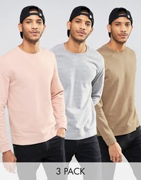 3 свитшота (розовый/серый меланжевый/бежевый) ASOS - СКИДКА 20%