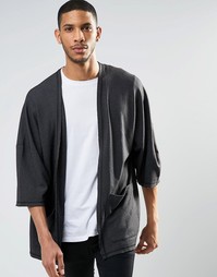 Кардиган-кимоно в стиле oversize с эффектом кислотной стирки ASOS