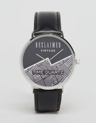 Черные часы с кожаным ремешком Reclaimed Vintage - Черный