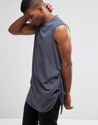 Oversize-футболка без рукавов с завязкой ASOS - Серый