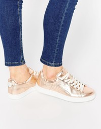 Баскетбольные кроссовки цвета розового золота с эффектом металлик Puma
