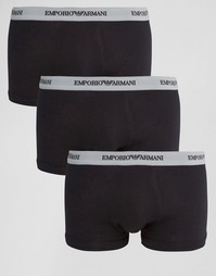 3 хлопковых боксеров‑брифов стретч Emporio Armani - Черный