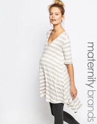 Длинный трикотажный топ для беременных в полоску Bluebelle Maternity