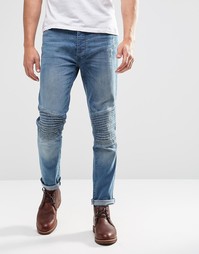 Байкерские эластичные джинсы скинни Brave Soul - Синий