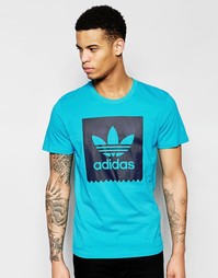 Голубая футболка с принтом логотипа adidas Originals AO0755 - Синий