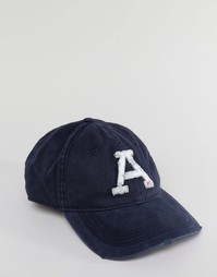 Темно-синяя саржевая кепка с логотипом Abercrombie &amp; Fitch