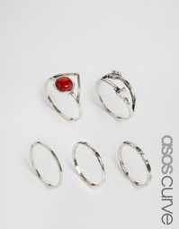 ASOS CURVE Pack of 5 Arrow Ring Stack Pack - Мульти