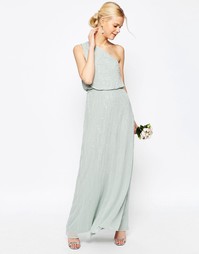 Платье макси на одно плечо с отделкой ASOS WEDDING - Мятный