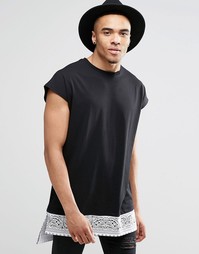 Черная oversize-футболка без рукавов с платочным принтом ASOS - Черный