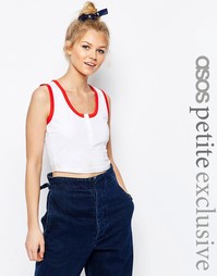 Майка с кантом и пуговицами спереди ASOS PETITE - Белый