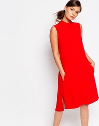 Свободное платье с отворачивающимся воротником Closet - Красный