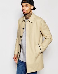 Непромокаемый однобортный тренч песочного цвета ASOS - Stone