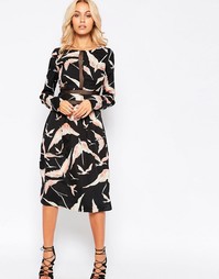 Платье миди с кружевной кокеткой Vero Moda - Черный