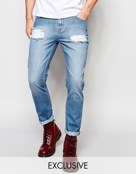 Светлые прямые джинсы с эффектом износа Brooklyn Supply Co