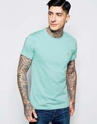 Синяя футболка зауженного кроя с логотипом Farah - Coastal blue