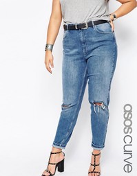 Светлые джинсы слим в винтажном стиле с прорехами ASOS CURVE Farleigh