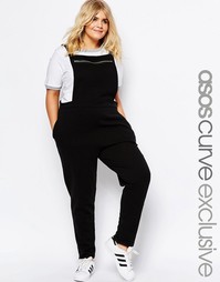 Трикотажный комбинезон с молнией спереди ASOS CURVE - Черный
