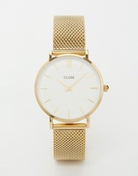 Часы с золотистым сетчатым браслетом Cluse Minuit CL30010 - Золотой