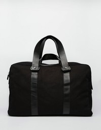 Черная холщовая сумка с кожаной отделкой ASOS - Черный
