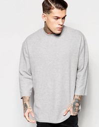 Удлиненная оversize-футболка из вафельного трикотажа с рукавами 3/4 AS Asos