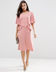 Пышное платье миди с рюшами ASOS - Mauve