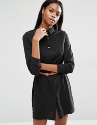 Платье-рубашка мини с длинными рукавами и ремнем Missguided - Черный