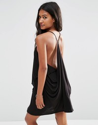Трикотажное пляжное платье с драпировкой ASOS - Черный
